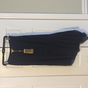 NWT Navy silk asymmetric skirt with side slit